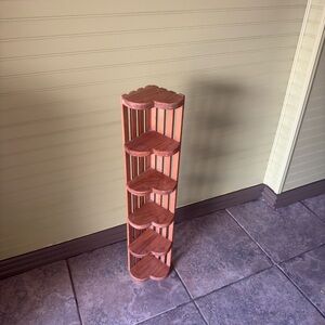 Vintage Handmade solid wood Heart tiered corner Shaped Shelves - Natural Wood